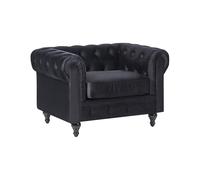 Beliani Fauteuil en Velours Noir Dossier à Points Diamant Style Classique Chesterfield