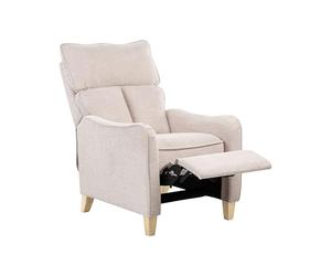 Beliani Fauteuil Inclinable en Tissu Beige Repose-Pieds et Dossier Réglable Rétro Royston