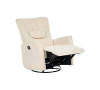 Beliani Fauteuil Inclinable Pivotant à 360° Commande Manuelle avec Coussin de Tête Revêtement en Tissu Beige Clair Rea