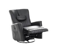 Beliani Fauteuil Inclinable Pivotant à 360° Commande Manuelle avec Coussin de Tête Revêtement Simili Cuir Noir Rea
