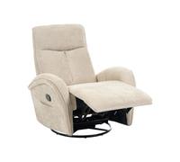 Beliani Fauteuil Inclinable Pivotant à 360° Commande Manuelle Revêtement en Tissu Beige Clair Danae