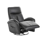 Beliani Fauteuil Inclinable Pivotant à 360° Manuel Revêtement Simili Cuir Noir Danae