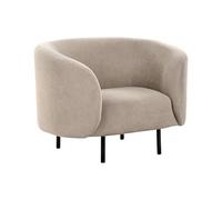 Beliani Fauteuil Incurvé Design Art Déco Moderne avec Pieds Noirs en Tissu Polyester Taupe Loen
