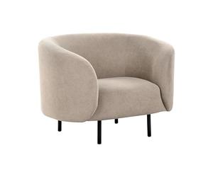 Beliani Fauteuil Incurvé Design Art Déco Moderne avec Pieds Noirs en Tissu Polyester Taupe Loen