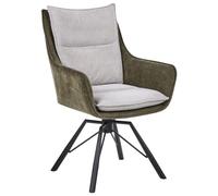 Beliani Fauteuil Moderne à Accoudoirs Assise Baquet Base Pivotante Pieds Métalliques Tissu Chenille Vert Foncé et Gris Clair Anneberg