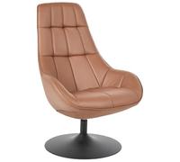 Beliani Fauteuil Moderne en Cuir PU avec Assise Rembourrée Pivotant Pied Unique Marron Marstrand