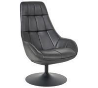 Beliani Fauteuil Moderne en Cuir PU avec Assise Rembourrée Pivotant Pied Unique Noir Marstrand