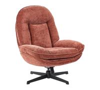 Beliani Fauteuil Moderne en Tissu Chenille Rembourré Pivotant Inclinable avec Coussin d'Assise Marron Doré Aremark