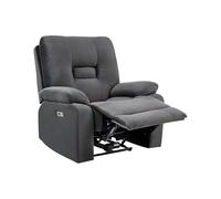 Beliani Fauteuil Moderne en Velours Electrique Dossier et Repose-Pieds Inclinable Gris Foncé Bergen