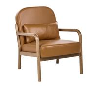 Beliani Fauteuil Moderne Milieu du Siècle en Cuir Structure en Bois Marron Doré Selde