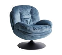 Beliani Fauteuil Pivotant Vintage en Velours avec Assise Rembourré Base Simple Bleu Foncé Nolvik