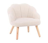 Beliani Fauteuil pour Enfants en Bouclé Rembourré avec Pieds en Bois Beige Clair Miland