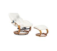 Beliani Fauteuil Relax Massant et Chauffant Fonction Pivotante avec Repose-Pieds en Cuir PU Blanc Force