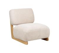 Beliani Fauteuil Retro en Tissu sans Accoudoirs Pieds en Bois Massif Meuble de Salon Beige Clair Kokkola