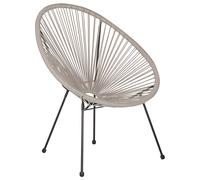 Beliani - Fauteuil Spaghetti - Acapulco - en Rotin PE et Acier, Gris Clair et No