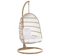 Fauteuil Suspendu Beige avec Coussin et Support Assortis en Métal et Polyester Très Confortable pour Extérieur au Style Bohème Beliani