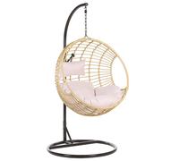 Beliani - Fauteuil Suspendu - Aspio - en Rotin et Acier, Beige et Noir