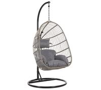 Beliani - Fauteuil Suspendu avec Support - Casoli - en Rotin PE et Acier, Gris e
