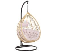 Beliani - Fauteuil Suspendu avec Support en Rotin PE et Acier, Beige et Noir