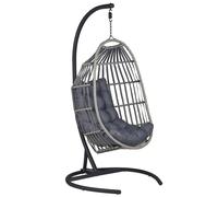 Beliani - Fauteuil Suspendu avec Support - Sesia - en Polyrotin et Acier, Gris F