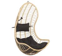 Beliani - Fauteuil Suspendu - Pineto - en Polyrotin, Beige, Coussin Noir