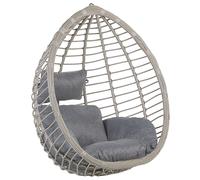 Fauteuil Oeuf Suspendu Design en Rotin Gris avec Coussin Assorti Idéal pour Salon ou Terrasse au Style Boho et Moderne Beliani
