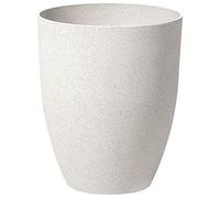Beliani Haut Cache-Pot Blanc Cassé Rond Effet Pierre en Polyrésine Diamètre 35 cm Pot de Fleurs Idéal au Design Moderne pour Extérieur et Intérieur
