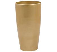 Beliani Haut Pot de Fleurs Cache-Pot Rond 32 cm de Diamètre en Mélange de Pierre Doré Idéal pour Extérieur et Intérieur Glamour Chic et Moderne