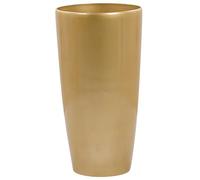 Beliani Haut Pot de Fleurs Cache-Pot Rond 40 cm de Diamètre en Mélange de Pierre Doré Idéal pour Extérieur et Intérieur Glamour Chic et Moderne