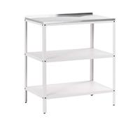 Beliani Îlot de Cuisine Extérieur en Acier Inoxydable 80 x 50 x 92 cm avec Étagères et Plan de Travail de Jardin Blanc Vilama