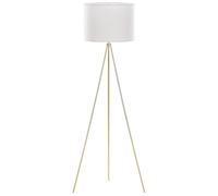 Beliani Lampadaire Design Trépied Blanc et Doré en Tissu et Métal avec Abat-jour Type Cylindre E27 Max 40W pour Éclairage de Chambre ou Salon Glamour