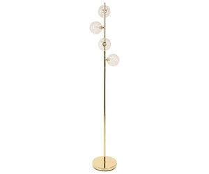 Beliani Lampadaire Moderne Glamour Abat-Jour Rond en Verre Base en Métal Doré et Beige Clair Anadyr