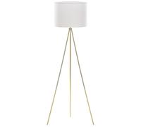 Beliani Lampadaire Design Trépied Blanc et Doré en Tissu et Métal avec Abat-jour Type Cylindre E27 Max 40W pour Éclairage de Chambre ou Salon Glamour