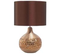 Lampe à Poser E27 Max 60W Base Porcelaine Motifs Marron Abat-Jour en Viscose Yak