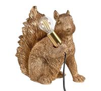 Beliani Lampe à Poser Écureuil Doré Polyrésine Table en Forme d'Écureuil | Matériaux synthétiques, 1 Ampoules, Culot E14, Cordon 190 cm, Peint à la main