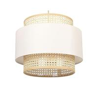 Beliani Lampe à Suspension Lumière Douce Abat-Jour en Coton Rotin Naturel et Beige Yumuri