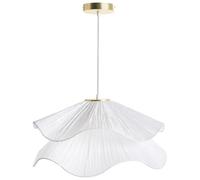 Beliani Lampe Suspendue Moderne en Métal Abat-Jour en Tissu Luminaire Décoratif Blanche Pungwe