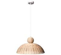 Beliani Lampe Suspension Naturel Rotin Boho Suspendue Abat-Jour en Fait | 1 Ampoules, Culot E27, Cordon 80 cm, Peint