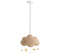 Beliani Lampe Suspension Nuage Naturel Rotin Suspendue Abat-jour Tressé | 1 Ampoules, Culot E27