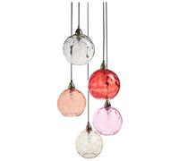 Beliani Lampe Suspension Rouge Verre Rétro Suspendue Moderne Salon | 5 Ampoules, Culot E14, IP 20, Cordon 100 cm