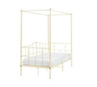 Beliani Lit à Baldaquin Métal Beige Acier 90x200 Moderne Simple avec Cadre | À assembler entièrement, Charge Max 200 kg