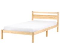 Beliani Lit avec Sommier Bois de Pin Marron Clair de 120x200 | Scandinave, Laqué, À assembler entièrement, Charge Max 100 kg, 127 x 208 x 80 cm