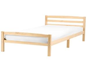 Beliani Lit avec Sommier Bois de Pin Marron Clair de 120x200 | Scandinave, Laqué, À assembler entièrement, Charge Max 100 kg, 127 x 208 x 71 cm