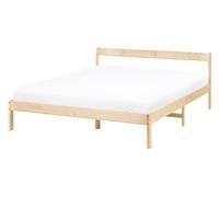 Beliani Lit avec Sommier Bois de Pin Marron Clair de 140x200 | Laqué, À assembler entièrement, Charge Max 150 kg, 145 x 205 x 65 cm
