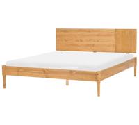 Beliani Lit avec Sommier Bois de Pin Marron Clair de 160x200 | Scandinave, Cirage, À assembler entièrement, Charge Max 220 kg, 168 x 211 x 90 cm