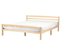 Beliani Lit avec Sommier Bois de Pin Marron Clair de 160x200 | Scandinave, Laqué, À assembler entièrement, Charge Max 150 kg, 167 x 208 x 71 cm