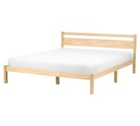 Beliani Lit avec Sommier Bois de Pin Marron Clair de 160x200 | Scandinave, Laqué, À assembler entièrement, Charge Max 150 kg, 167 x 208 x 80 cm