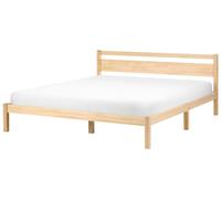 Beliani Lit avec Sommier Bois de Pin Marron Clair de 180x200 | Scandinave, Laqué, À assembler entièrement, Charge Max 150 kg, 186 x 208 x 80 cm