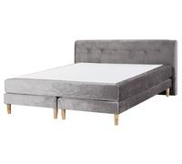 Beliani - Lit Boxspring - Marquise - 160 x 200 cm, en Velours, Gris