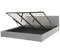 Beliani - Lit Coffre Double - Dreux - 180 x 200 cm, en Tissu, Gris Clair